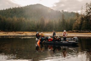 Outer Shores guests aboard a zodiac in Haida Gwaii